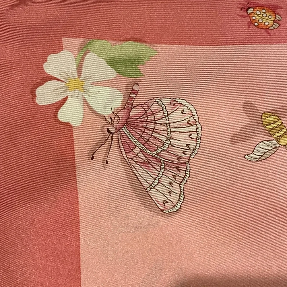 Beautiful scarf - Butterflies, dragonflies, & florals on a pink background